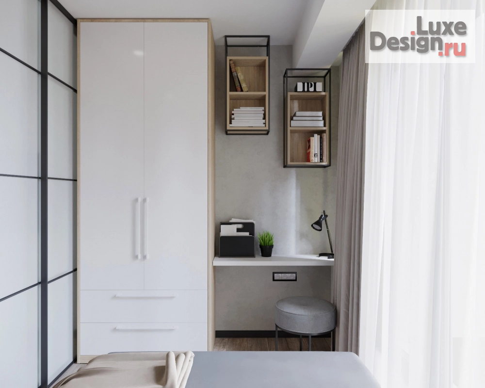 Дизайн интерьера однокомнатной квартиры "Мягкий лофт. Дизайн студии в ЖК "Пермьер" " (фото 6)