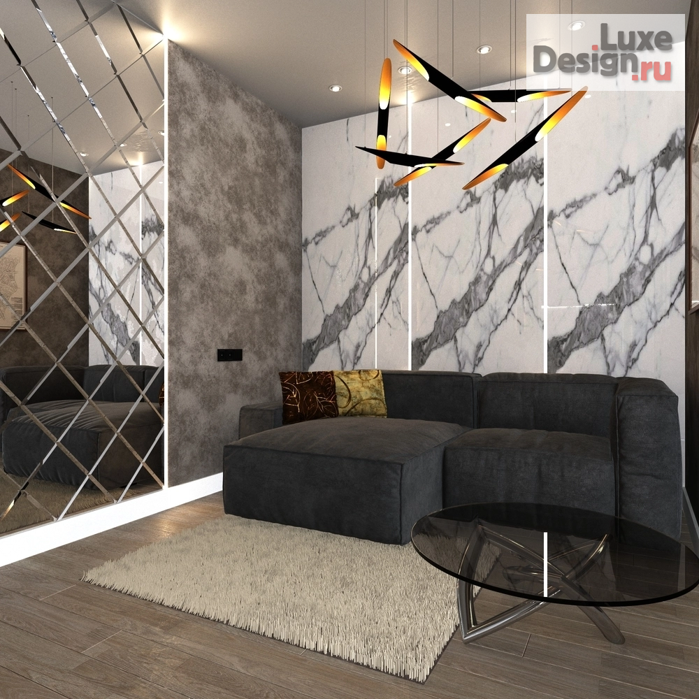 Дизайн интерьера гостиной "Гостиная с зеркалом" (фото 1)