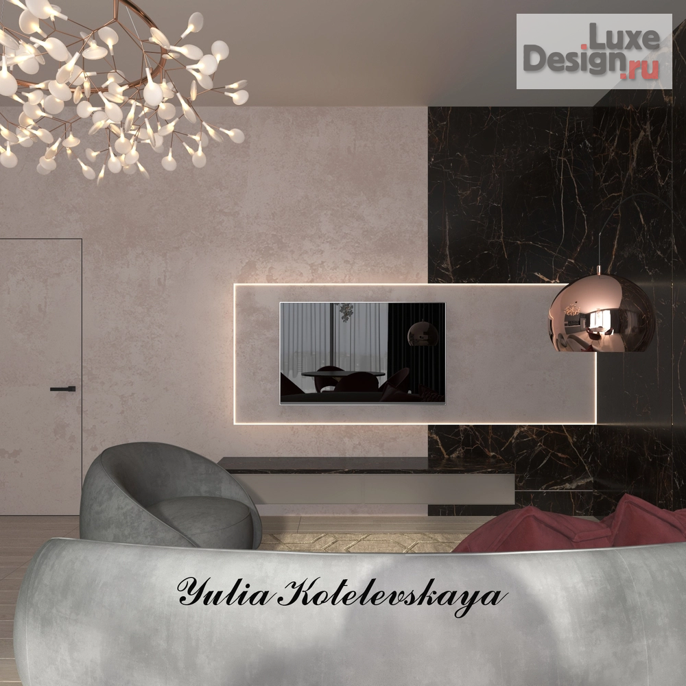 Дизайн интерьера квартиры "Гостиная-кухня в темных тонах" (фото 5)