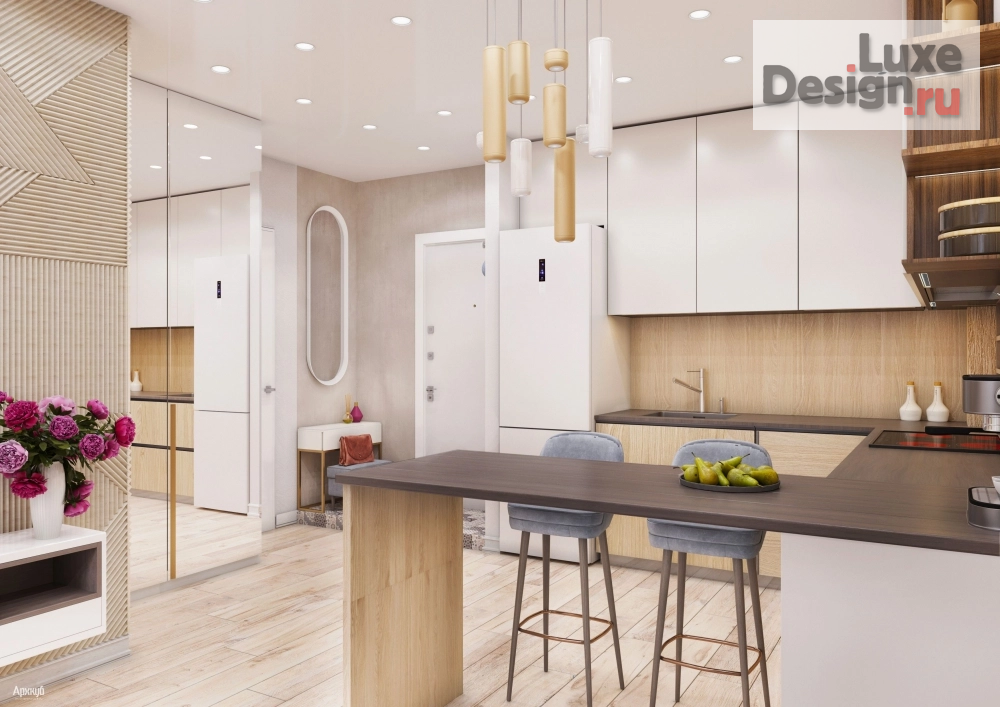 Дизайн интерьера двухкомнатной квартиры "ВОЗДУШНЫЙ ДИЗАЙН ДЛЯ СОВРЕМЕННОЙ МОЛОДОЙ ДЕВУШКИ" (фото 3)