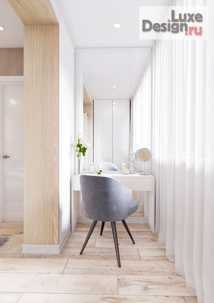 Дизайн интерьера двухкомнатной квартиры "ВОЗДУШНЫЙ ДИЗАЙН ДЛЯ СОВРЕМЕННОЙ МОЛОДОЙ ДЕВУШКИ" (фото 7)