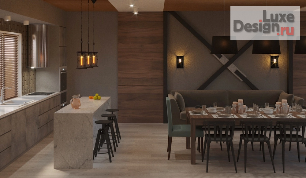 Дизайн интерьера загородного дома "Мини-гостиница - Охотничий дом 300 кв.м." (фото 1) от дизайнера Мазрова Алевтина Дизайн интерьера загородного дома "Мини-гостиница - Охотничий дом 300 кв.м." (фото 1)