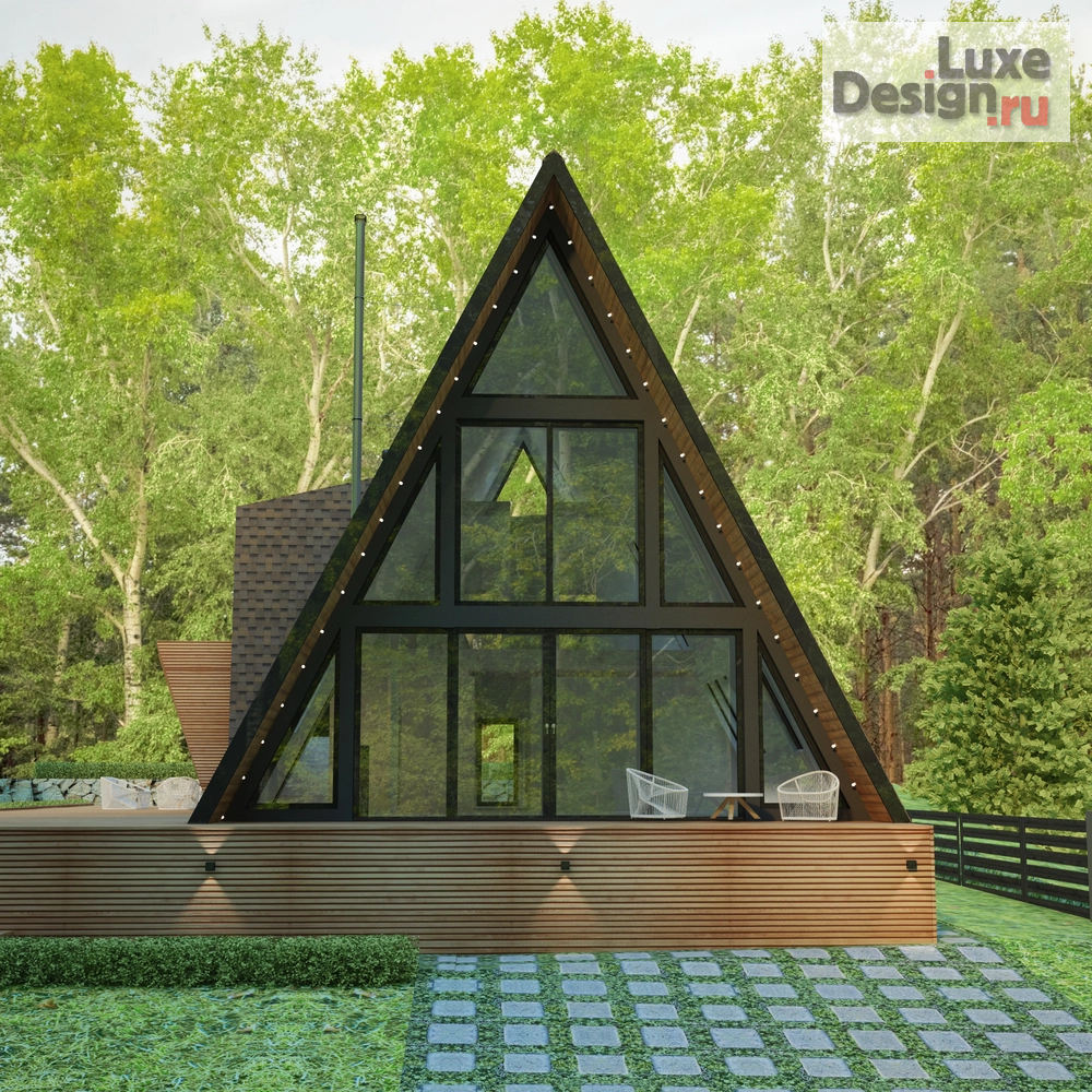 Частная архитектура "А-фрейм на ул. Лиановая" (фото 1)